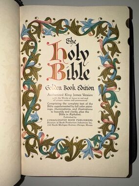 Vintage 1950 KJV The Holy Bible “Golden Book Edition”  Heirloom/Heritage